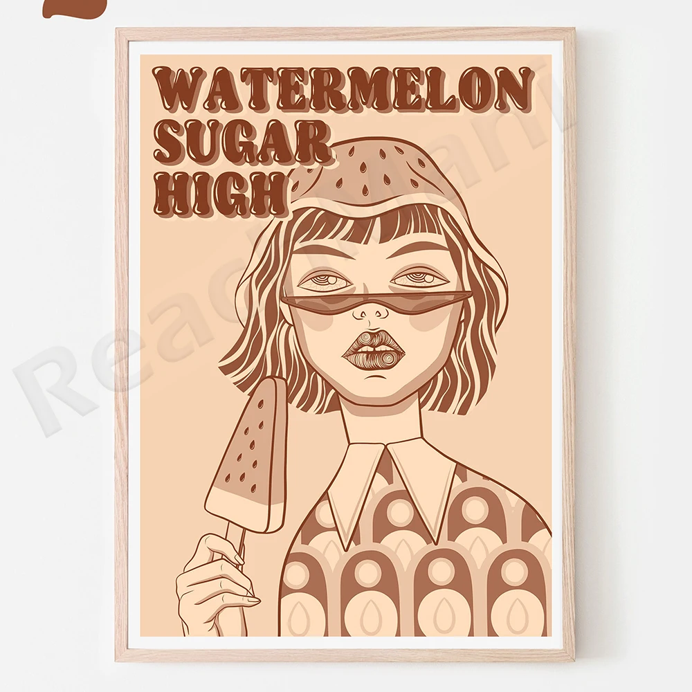 طباعة كلمات "سكر البطيخ" • 6 ألوان غير مؤطرة • ملصق فني غنائي للموسيقى التوضيحية #2