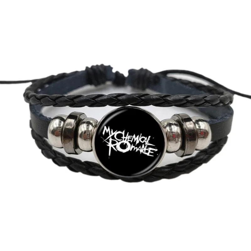 Hip-hop rock band bracelet steampunk band symbol adjustable glass leather bracelet men and women series