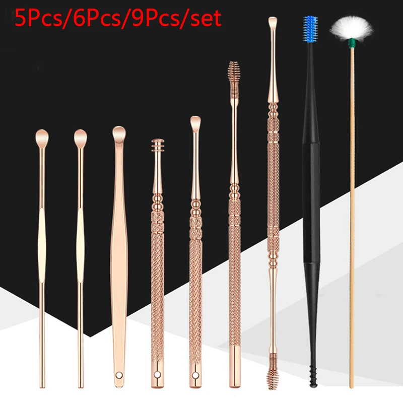 5/6/9Pcs Ear Cleaner Set Spiral Earpick Ear Wax Remover Ear Spoon Earpick Set