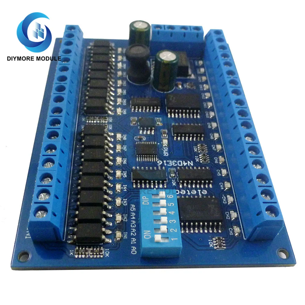 DC 12V 24V 16 Input 16 Output RS485 Remote Control Switch PLC IO expansion Board 03 06 16 Modbus RTU Module