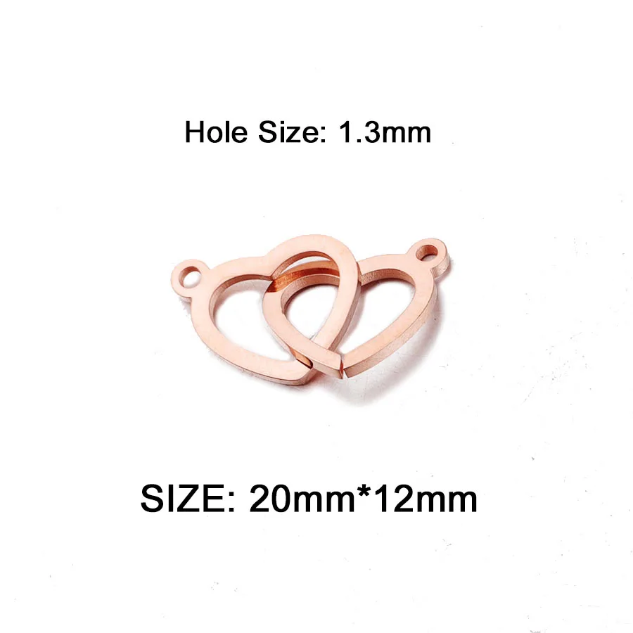 5PCS/lots Stainless Steel Interlocking Heart Pendant For DIY Necklace Jewelry Making Heart Charm Pendant