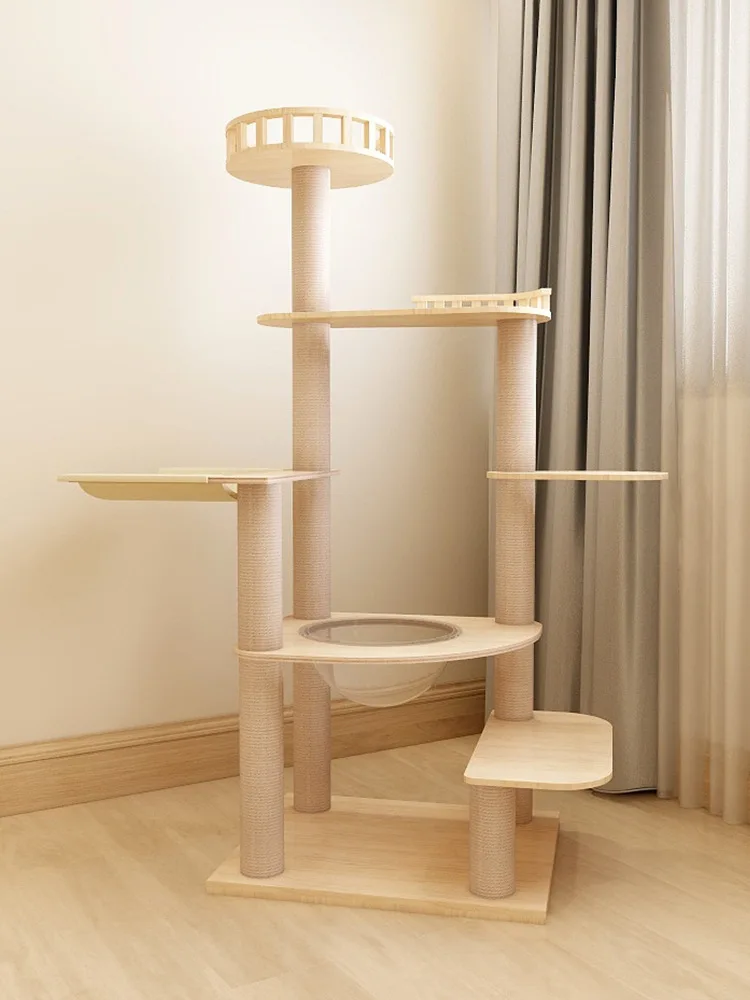 

Solid Wood Cat Climbing Frame, Cat Litter, Jumping Platform, Tree, Villa, Scratching Post, Space Capsule