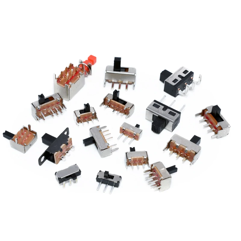 20PCS Slide Switch Micro-power Toggle Switch Single and Double-row Direct-inserted Horizontal Sliding Second Gear Third Gear