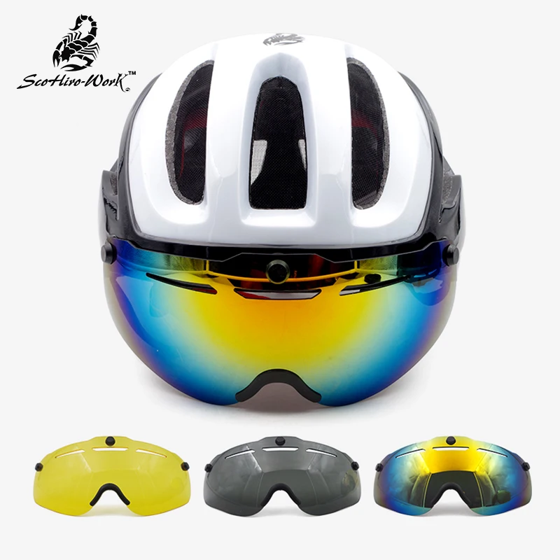 Wildside bicycle helmet Casco Ciclismo lens aero helmet bike Triathlon tt road cycling helmet len time trial goggles Accessories