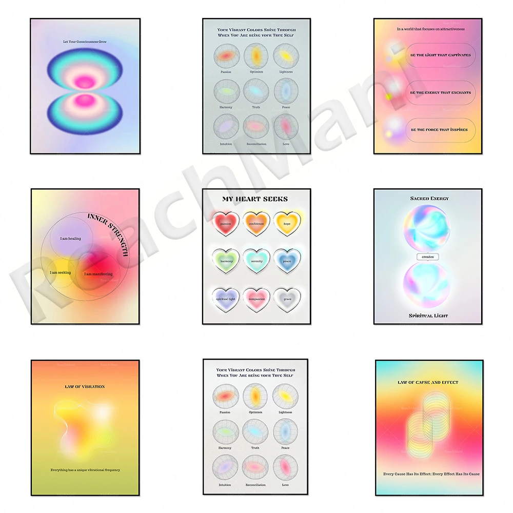 

Hot-selling halo poster, beautiful art decoration, gradient color halo psychedelic ethereal wall art, spiritual art print decora