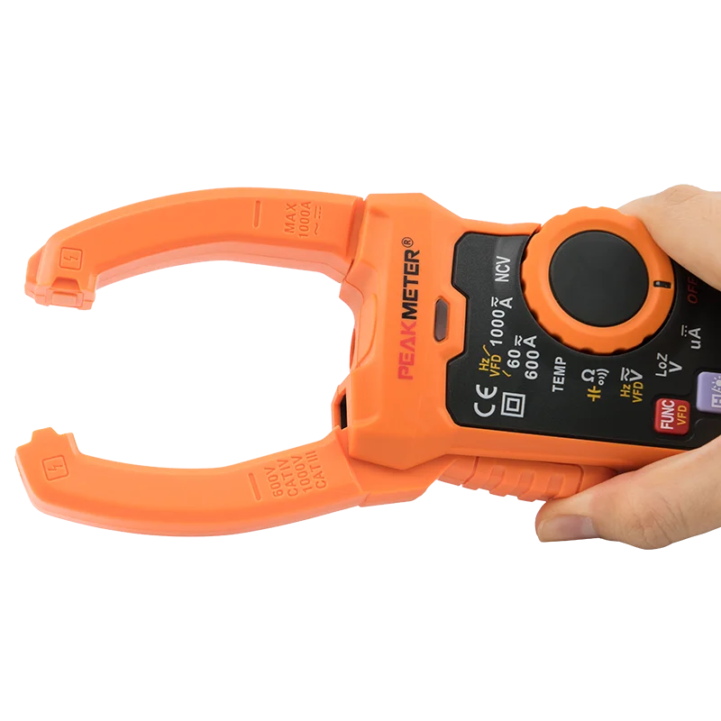 PEAKMETER PM2128 AC/DC True RMS Handheld Digital Clamp Meter AC/DC Voltage 1000A Current Capacitance Temperature measurement