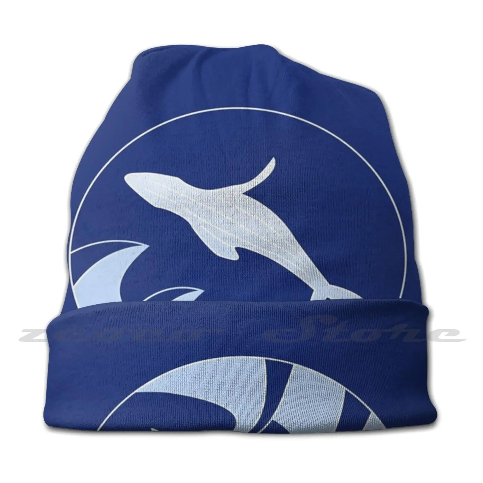 The Jump Of The Blue Whale Personalized Pattern Knit Hats Plus Size Elastic Soft Cap Blue Whale Wave Waves Whale Whales Ocean