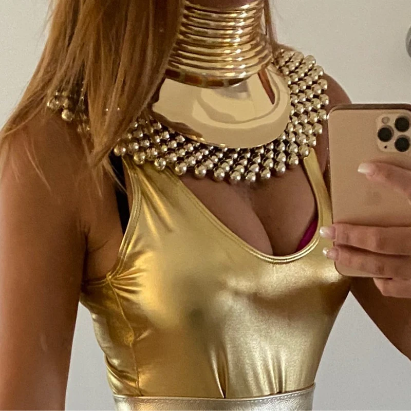 MANILAI Punk Alloy Torque Choker Necklaces For Women Maxi Jewelry Africa Big Collar Statement Necklace Boho Collier Femme