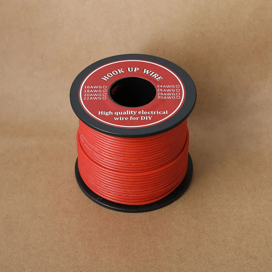 

Hook-up Stranded Wire 26 AWG UL3132 Flexible Silicone Electrical Wire Rubber Insulated Tinned Copper 300V 6 Colors 50-150 / Roll