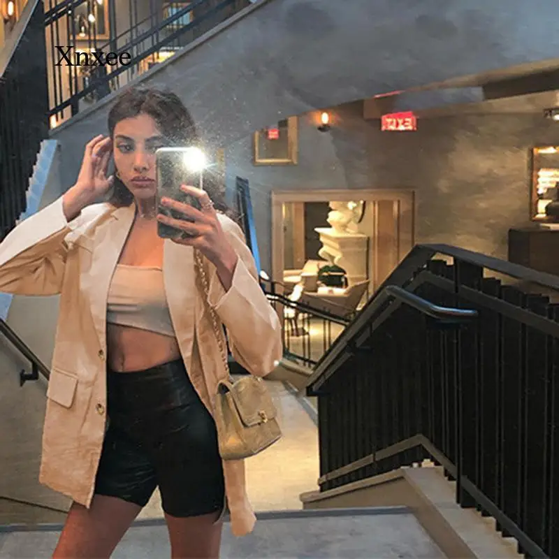 

2021 Spring and Autumn Street Single-Breasted Solid Color Long Blazer Jacket Long-Sleeved Casual Jacket