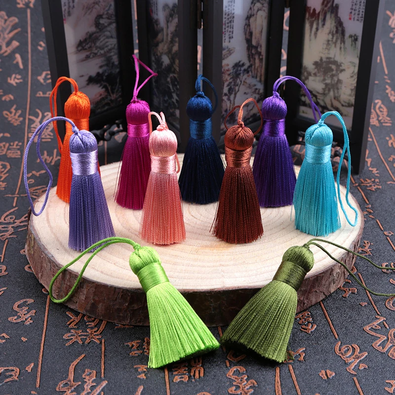 5pcs/lot 5cm Short Fat Silk Tassel Fringe Sewing Bang Tassel Trim Key Tassels For DIY Pendant Embellish Curtain Accessories