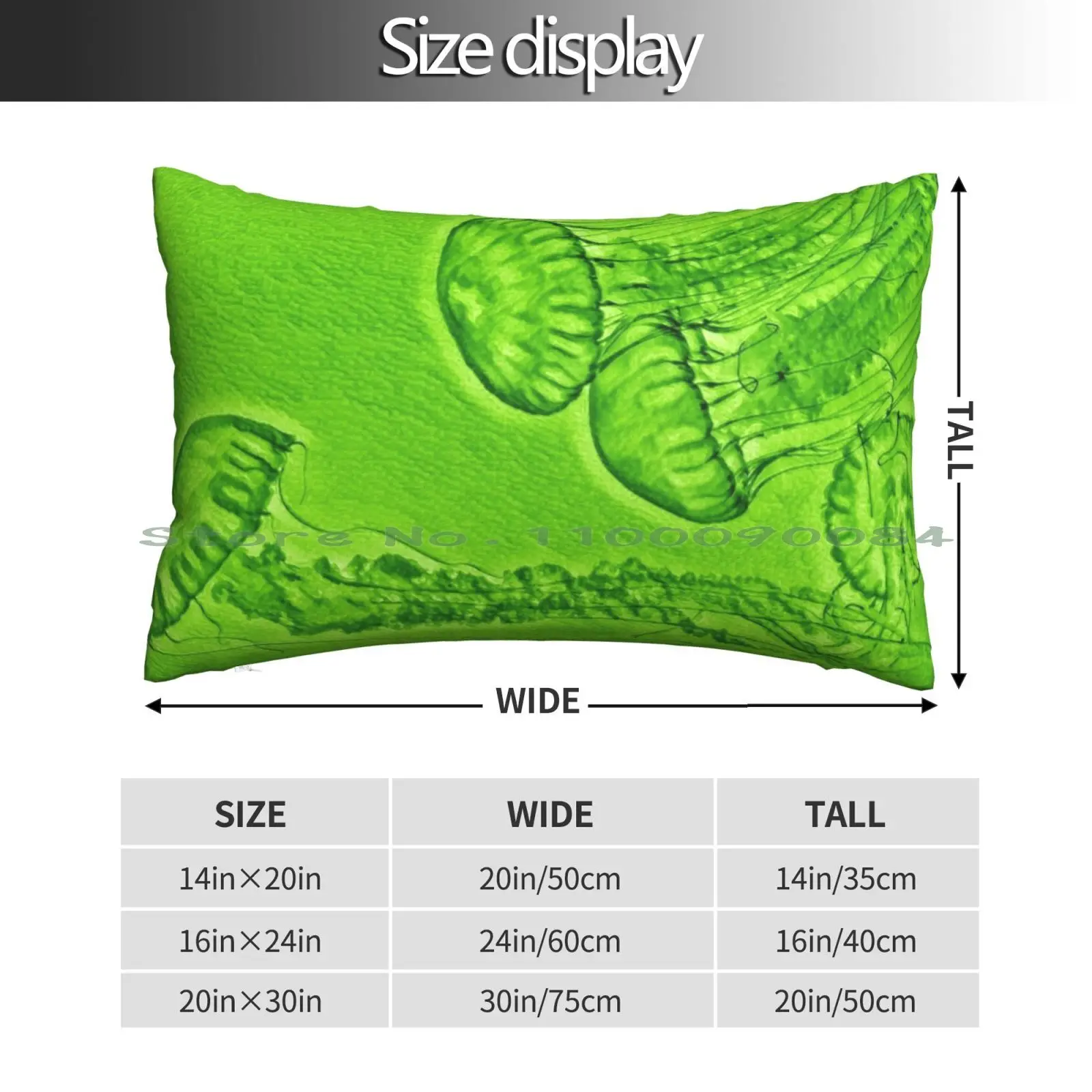 Floating Jellyfish ( Lime Green ) Pillow Case 20x30 50*75 Sofa Bedroom Bull Terrier Owner Bully Dads Bully Mom Bully Owners