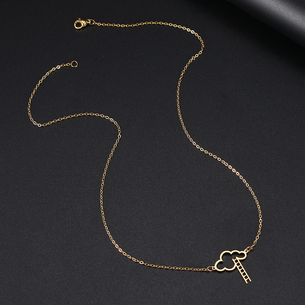 Stainless Steel Necklaces Exquisite Cloud Ladder Pendant Chain Collar Fashion Necklace For Women Jewelry Party Friends Gift 1Pcs