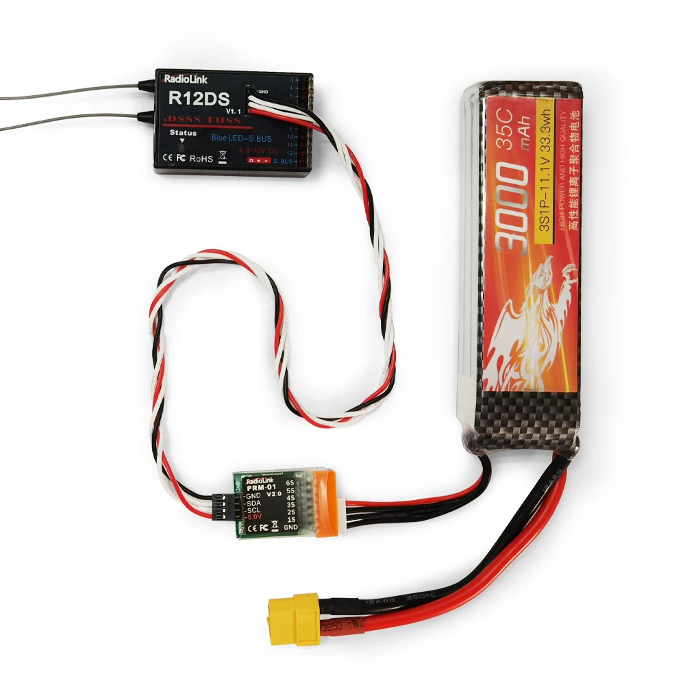 Radiolink PRM-01 Airplane Battery Voltage Telemetry Module Display On AT9S AT9S Pro AT10II Works wiht R9DS R12DS