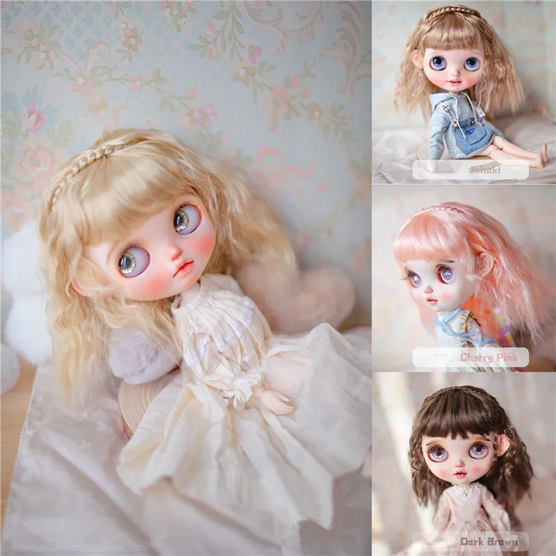 BJD doll wig is suitable for Blythes doll 9-10in size imitation mohair qiliu pigtail hair doll accessories woman