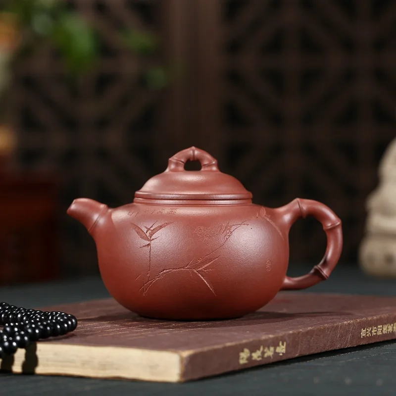 Yixing purple clay teapot Zhang Yiquan handmade raw material purple clay elegant teapot home kungfu tea carving