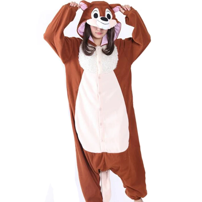 

HKSNG Adult High Quality Winter Warm Animal Brown Chipmunk Kigurumi Onesies Christmas Family Cute Party Pajama