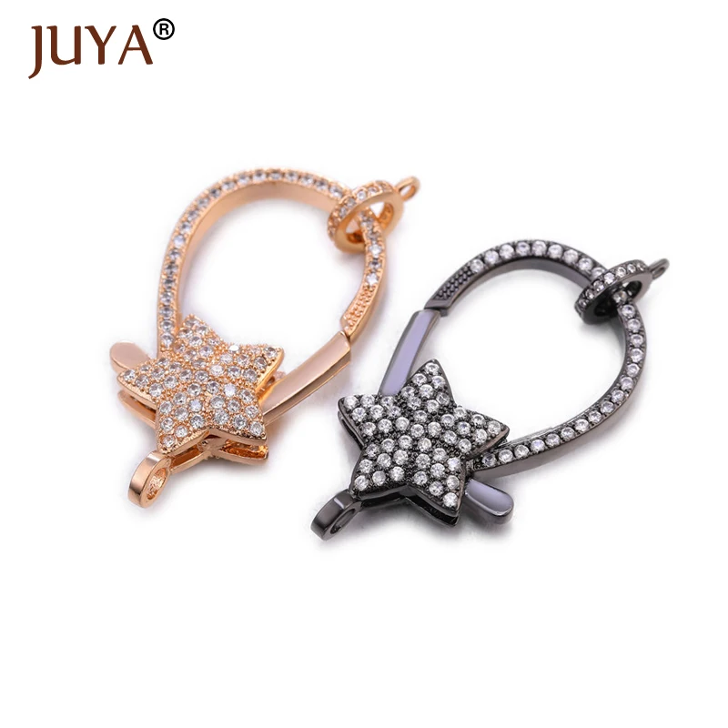 

Juya Zircon Lobster Clasps Star Charms Hooks Connectors for Trendy Jewelry Making DIY Bracelets Necklaces Accessories Supplies