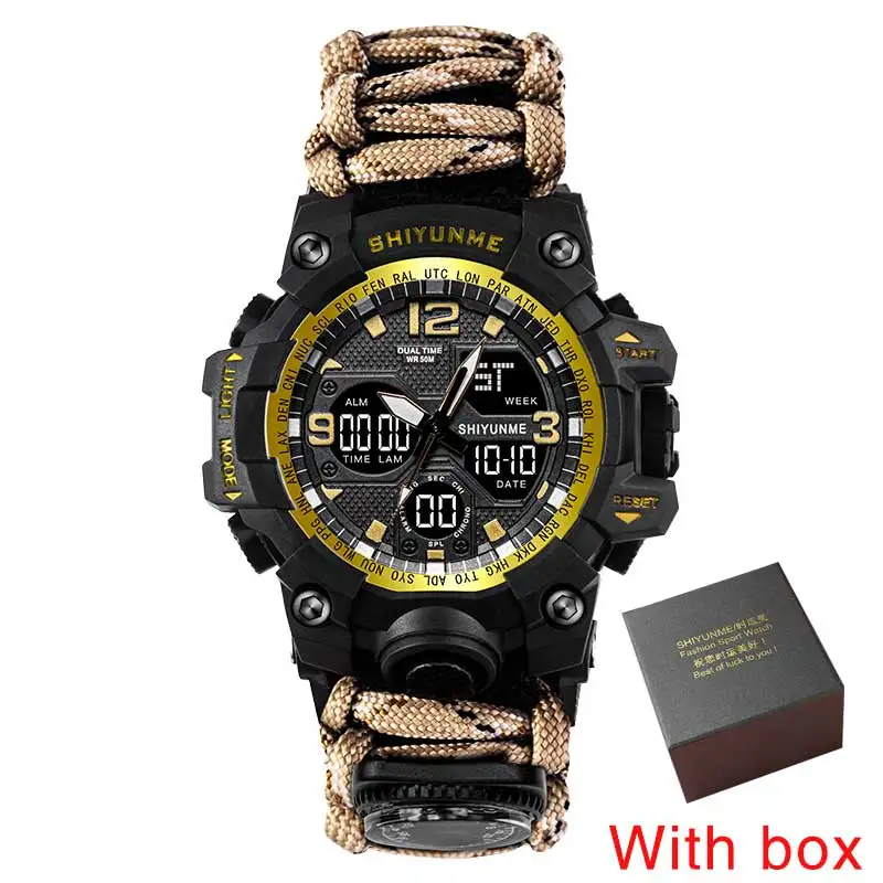 SHIYUNM New Men Military Sports Digital Watches Compass Outdoor Survival Multi-function Waterproof Men\'s Watch Relogio Masculino