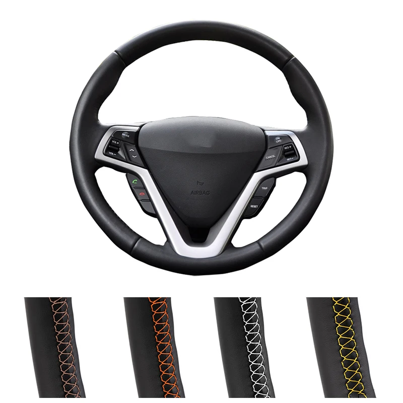 DIY Customized Car Steering Wheel Cover For Hyundai Veloster 2011 2013 2012 2014 2015 2016 2017 2018 Leather Steering Wrap