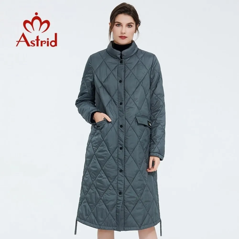 Astrid 2022 Spring Women Parka Coat Warm Jacket Women Thin Cotton Quilted Coat  Standing Collar New Collection  big size ZM-7214