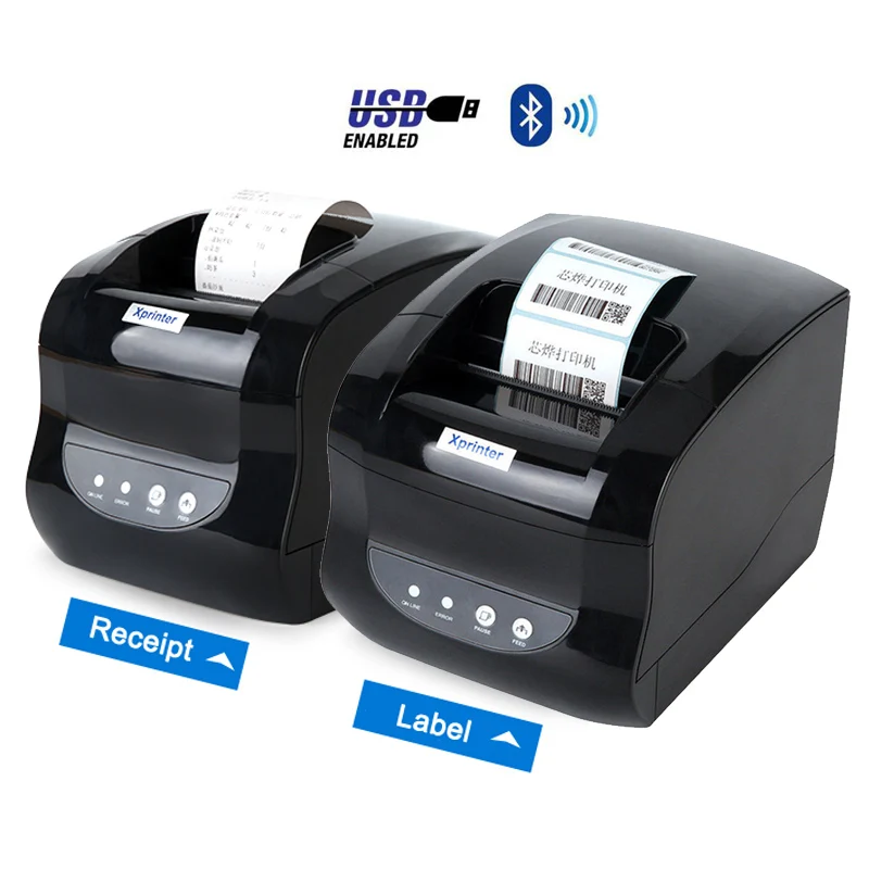 

XP-365B Bluetooth Thermal Label Sticker Barcode printer 80mm and Thermal Receipt printer Support Thermal Adhesive Paper Printing