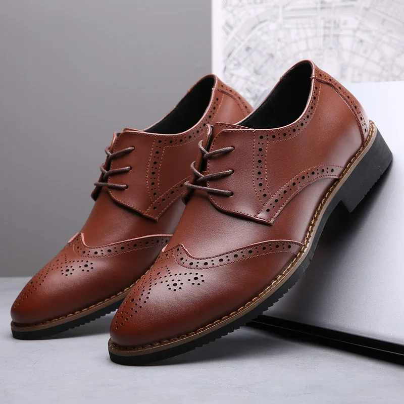 

Yomior Now Spring Summer Formal Dress Leather Shoes Vintage Men Casual Loafers British Business Wedding Brogue Shoes Oxfords