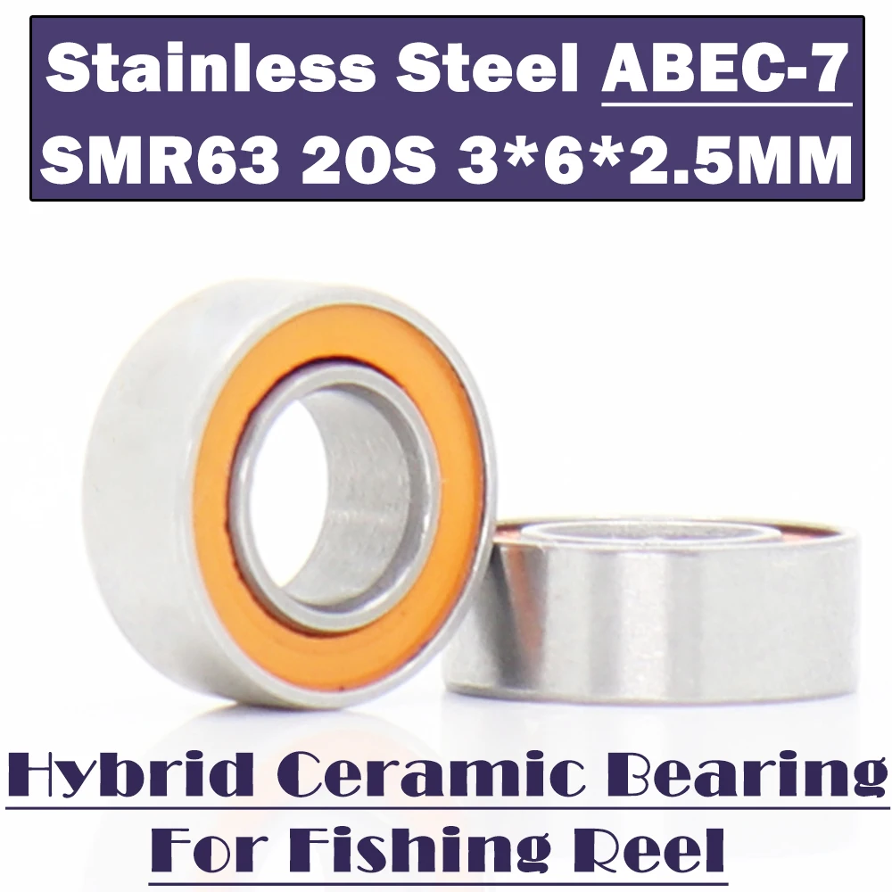 SMR63 2OS Bearing 3*6*2.5 mm ABEC-7 ( 2 PCS ) Stainless Steel Hybrid Ceramic Bearing Ocean Fishing Reels 63 Ball Bearings S63C