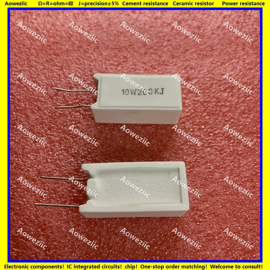 

10Pcs 10W200KJ RX27-5 Vertical Cement Resistance 10W 200K ohm 200KR 200000R Ceramic Resistance precision 5% Power resistance
