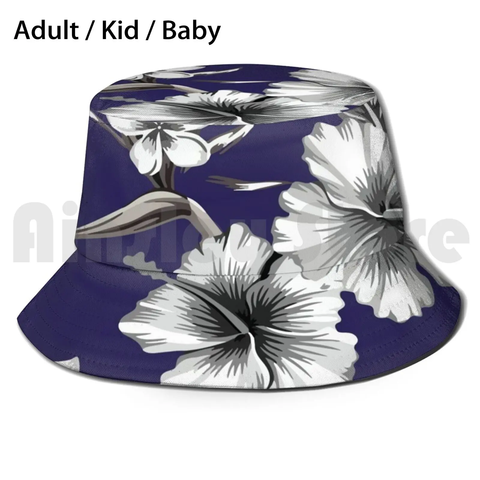 Hibiscus Palm Leaves Tropical Light Tifany Green Bucket Hat Adult kid baby Beach Sun Hats Y Green Y Green Y Green Y Green Y