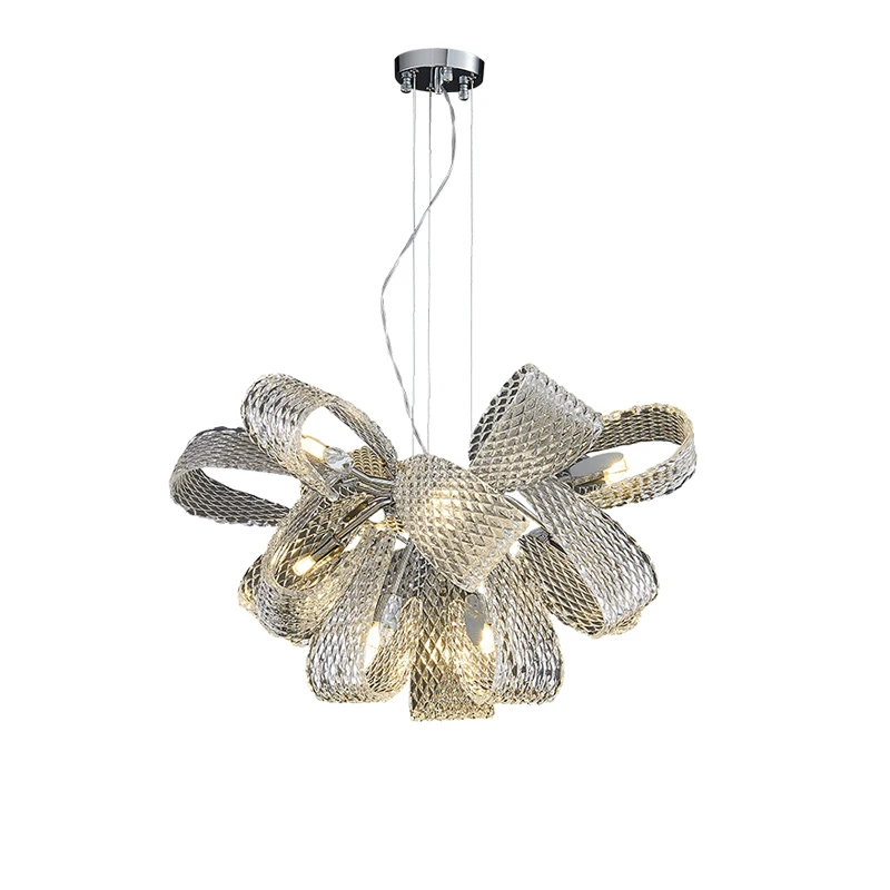 Postmodern Artistic Glass Stainless Steel LED Hanging Lamps Chandelier Lighting Suspension Luminaire