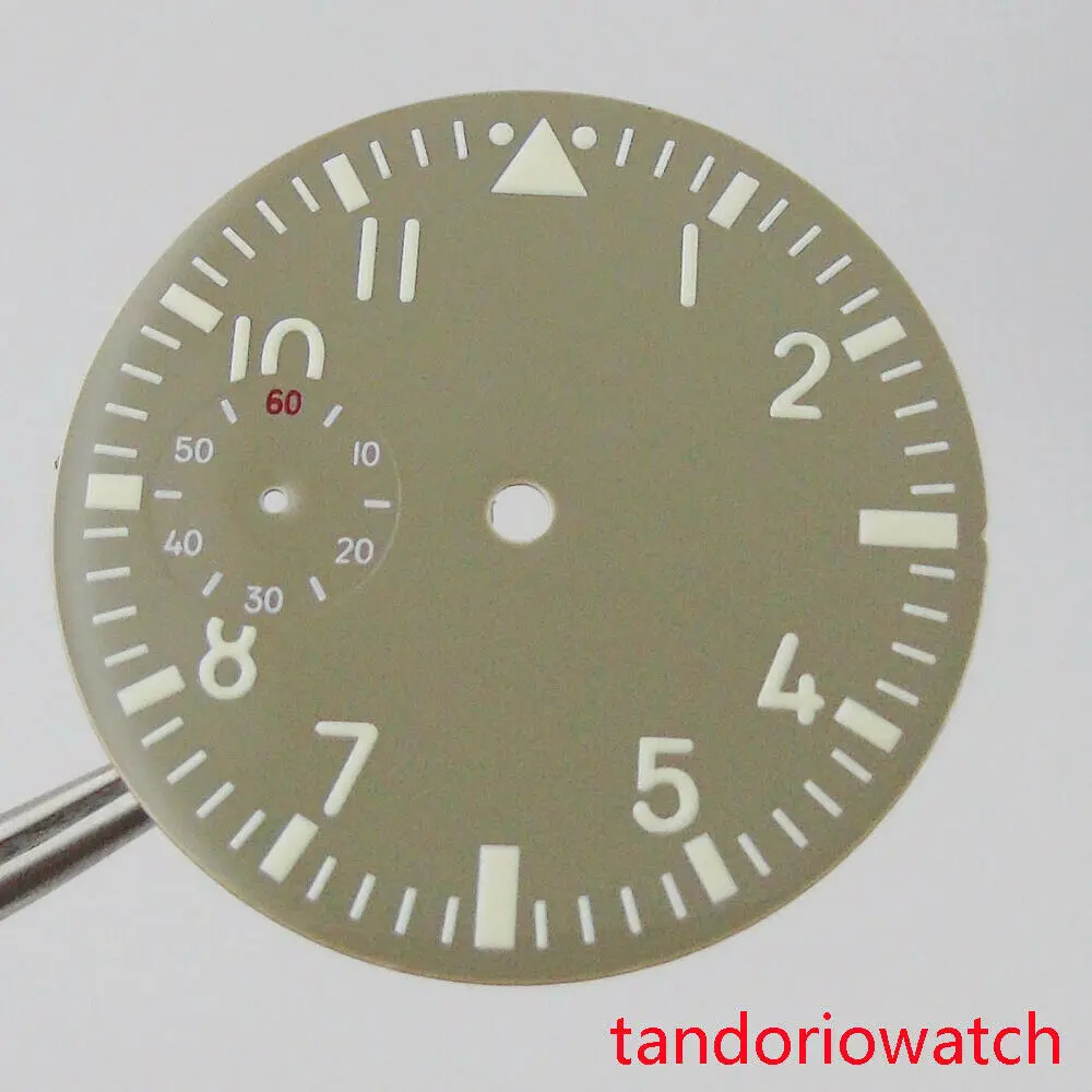 38.9mm Watch Dial Hands Set Grey Face Arabic Numerals Fit for ETA 6497 Hand Winding Movement