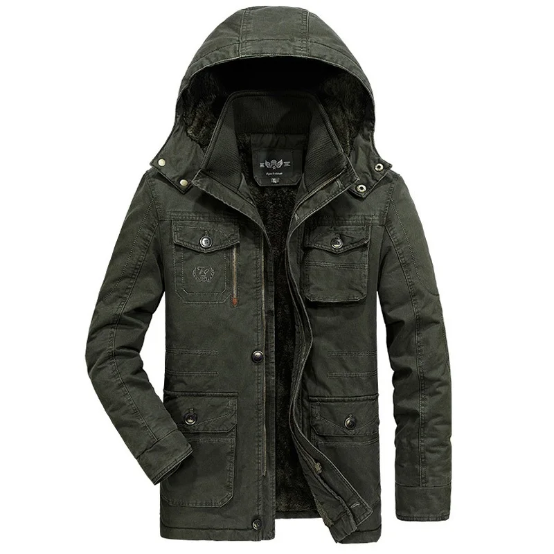 

New Arrival Winter Mens Jackets And Coats Thick Warm Wool Liner Windbreaker Coat Men Military Loose Plus Size 6XL Mens Outerwear