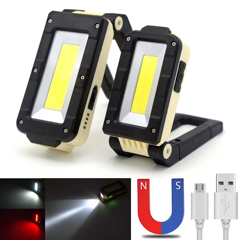 LED Working Lamp COB+LED USB Rechargeable Magnetic Torch 180 degree adjustment Bottom Lamp Cordless Worklight Flashlight