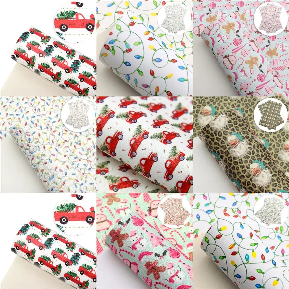 Christmas Snowman 20*33cm Faux Synthetic Leather Fabric For Bow-knot Bags Wallet Earring Phone Case Scrapbook DIY,1Yc18928