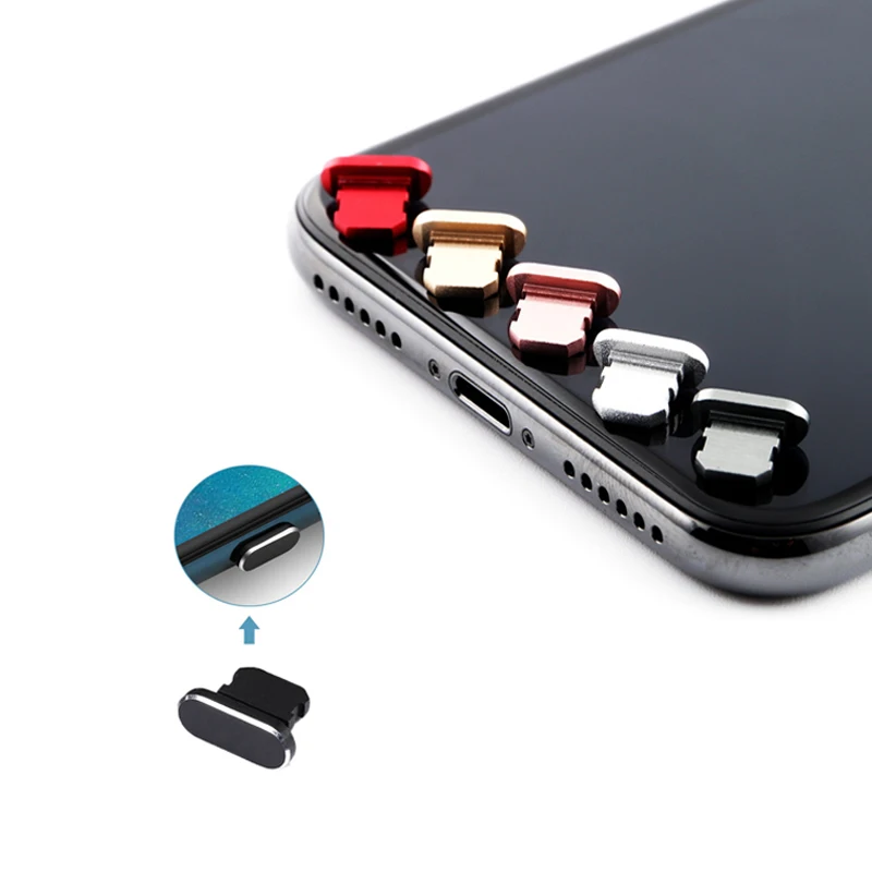 

Dustproof Cover Aluminium Alloy Portable Metal Anti Dust Charger Dock Plug Stopper Cap Cover for iPhone 11 X XR Max 8 7 6S Plus