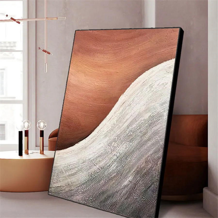 

100% Handmade High-Quality Abstract Oil Painting Color Contrast Orange Brown Canvas Art Artwork Living Room Wall Decoration