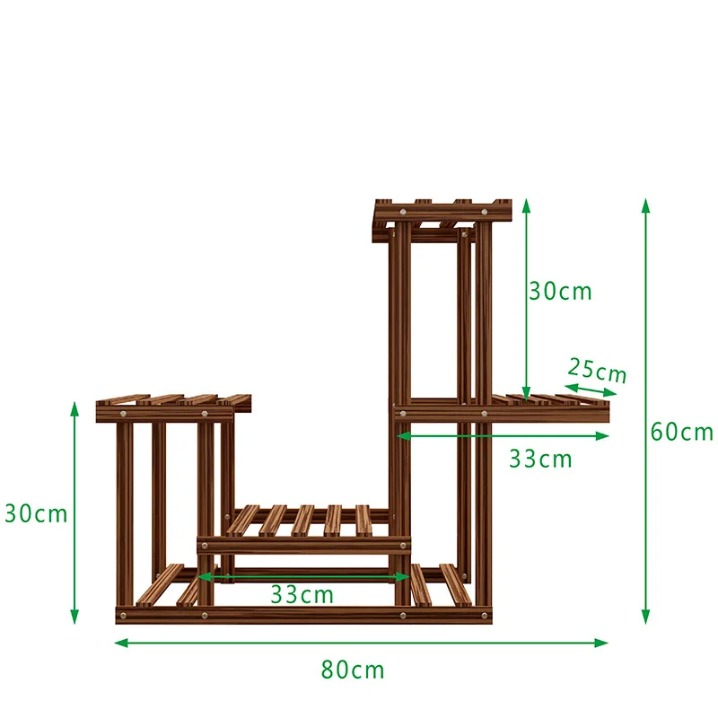 Tanaman Kayu Pinus Berdiri Dalam Ruangan Luar Beberapa Pot Bunga Pemegang Rak Rak Unit Rak Tampilan Yang Lebih Tinggi dan Lebih Rendah Di Taman