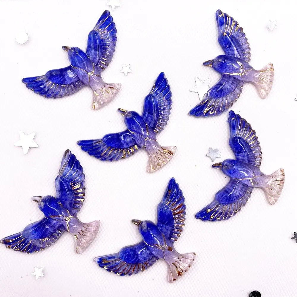 New 10pcs Resin Shiny Colorful Bird Flatback Rhinestone Scrapbook 1 Hole Buttons Wedding  Applique DIY Ornaments Crafts