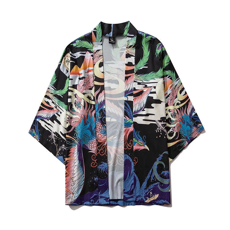 

Asia Clothes Summer Phoenix Print Shirt Top Casual Kimonos Cosplay Costume Yukata Women Kimono Cardigan Japan Kimonos Vintage