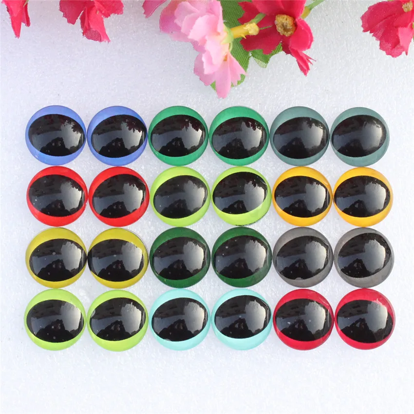 12mm 20mm Random Mixed Dragon Cats Eyes Pattern Round Glass Cabochon Flatback Photo Base DIY Jewelry Making Accessory By Pair