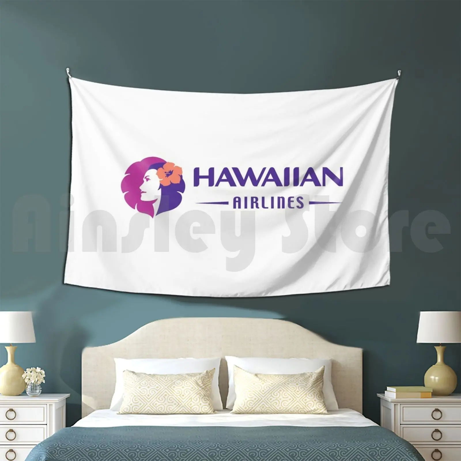 Tapestry Living Room Bedroom Hawaiian Aviation Tail Boeing 767 767 200 Vertical Stabilizer Airplane Historical Historic