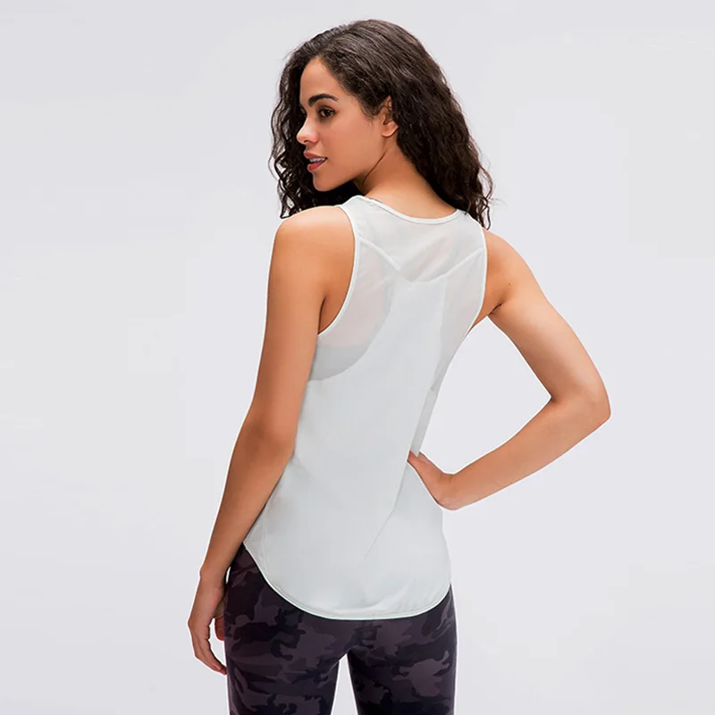 Woman Loose Tank Top Gym  Sport Workout Sleeveless Soft Mesh Back Breathable Yoga Tops Running Clothes Ladies Fitness Clothing