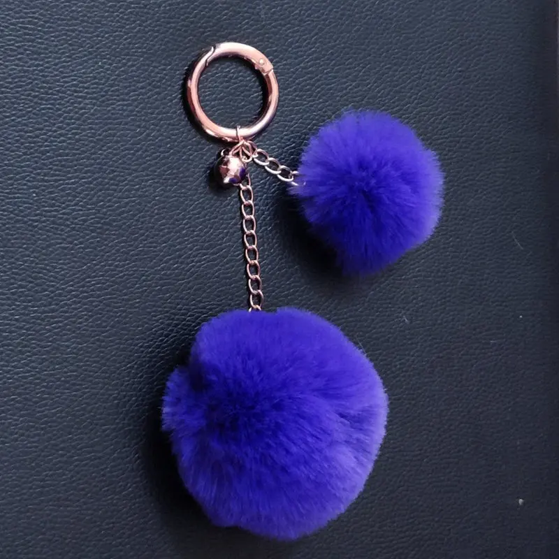 28 kolory wysokiej jakości pompony breloczek Faux Beaver Fur Puff Ball brelok puszysty Bunny Pom brelok torba Charms wisiorek do samochodu 12