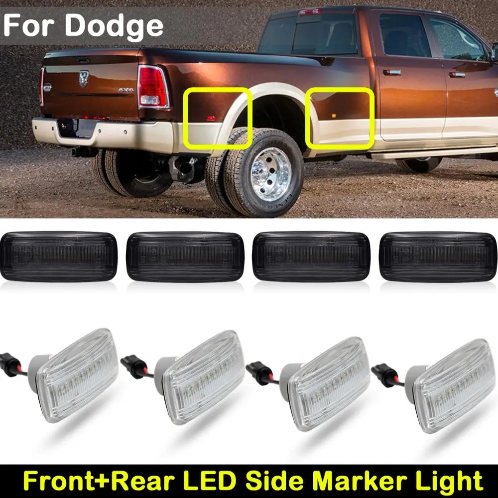 4Pcs For Dodge RAM 2500HD 3500HD Double Wheel 2010-2018 front  rear LED Side Fender Marker turn signal light  side marker lamp