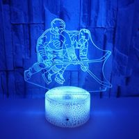 Ice Hockey Player 3D Night Lights for Kids Bedroom Decorations LED 7 Changing Touch USB Table Desk Lamp Birthday Christmas Gifts