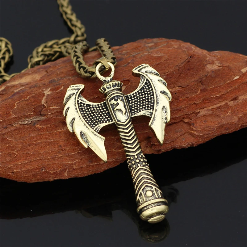 New Viking Double Headed Axe Men's Pendant Necklace High Quality Fashion Necklace Friendship Jewelry Gift Wholesale Dropshipping