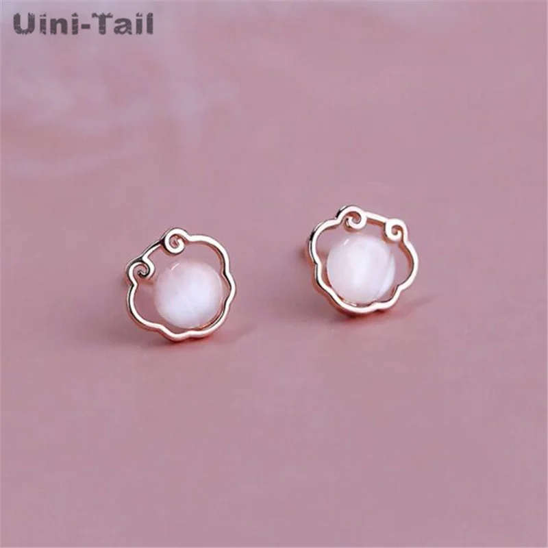 Uini-Tail hot new 925 Tibetan silver wishful longevity lock earrings Chinese style auspicious clouds simple niche jewelry JK110