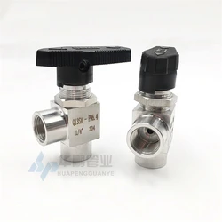 Stainless steel 304 high pressure high temperature ball valve 2 way 90 degree right angle female thread 1/8