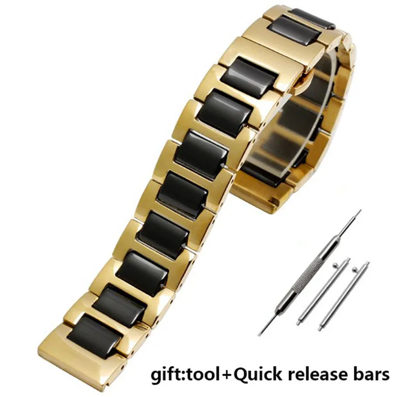 Stainless steel in Ceramic watchband 12 13 14 15 16 17 18 19 20 21 22mm watch strap women man fashion Quick release Bracelet